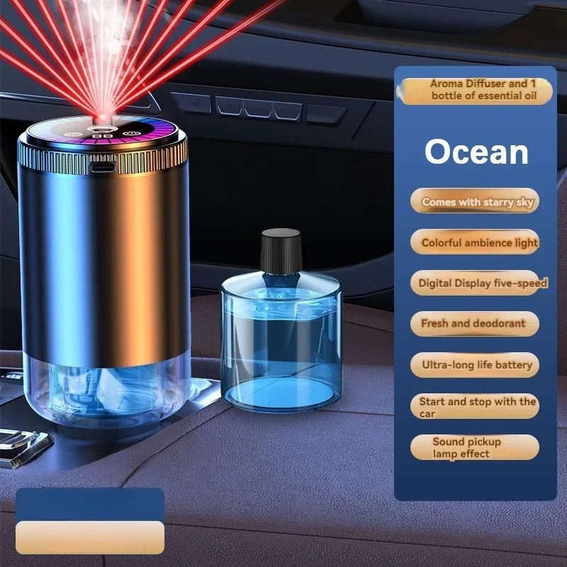 Luxury Smart Car Air Freshener – Difusor Recargable con Luz Galaxy y Control Inteligente