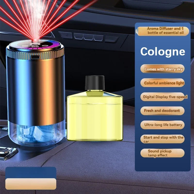 Luxury Smart Car Air Freshener – Difusor Recargable con Luz Galaxy y Control Inteligente
