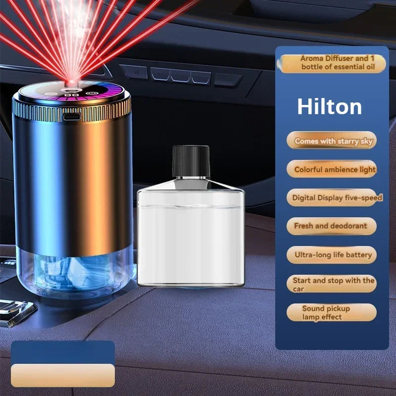 Luxury Smart Car Air Freshener – Difusor Recargable con Luz Galaxy y Control Inteligente