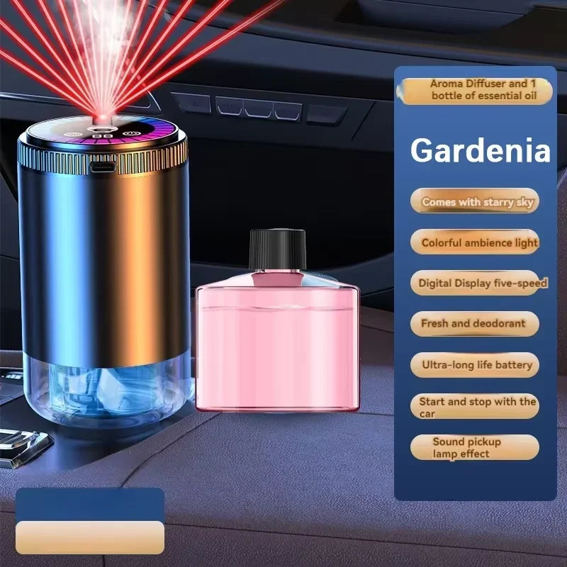 Luxury Smart Car Air Freshener – Difusor Recargable con Luz Galaxy y Control Inteligente