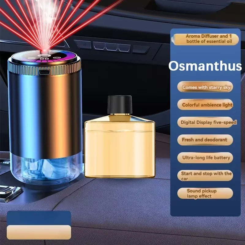 Luxury Smart Car Air Freshener – Difusor Recargable con Luz Galaxy y Control Inteligente