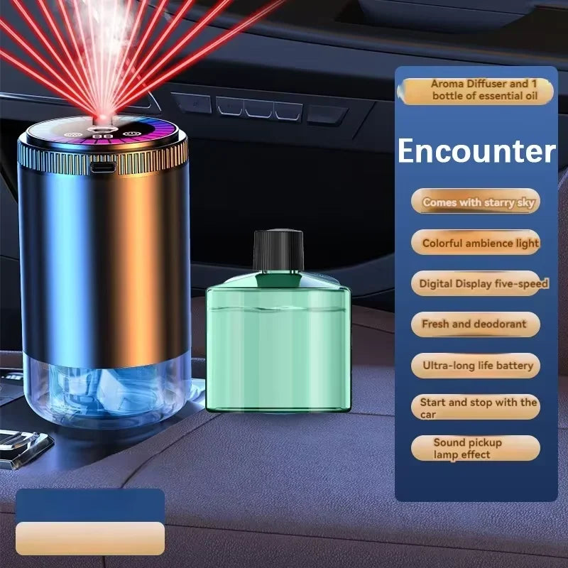 Luxury Smart Car Air Freshener – Difusor Recargable con Luz Galaxy y Control Inteligente
