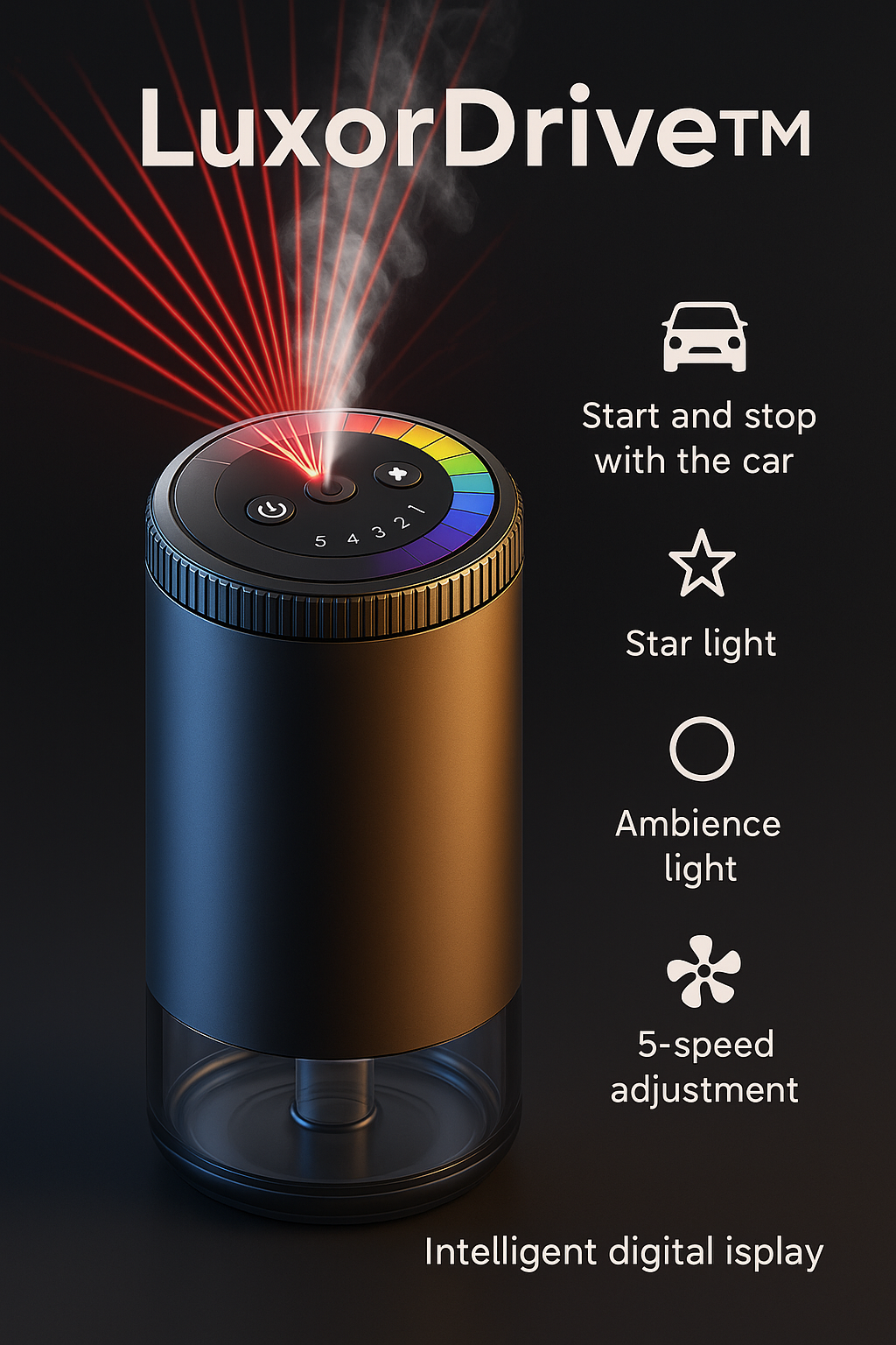 LuxorDrive™ – Difusor Smart Recargable con Luz Ambiente Galaxy